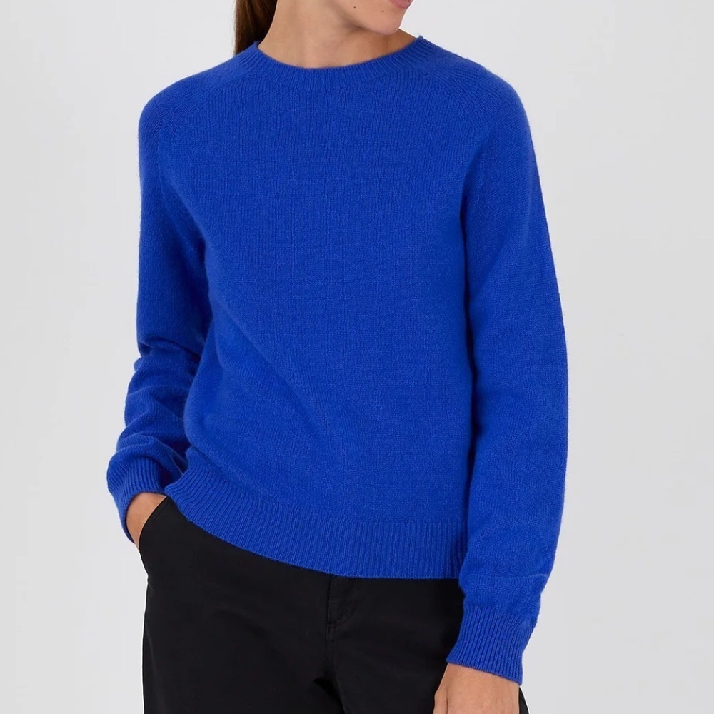 NWT Blue JCrew 100% Cashmere Croppd Fit Crewneck Sweater- Size 3X